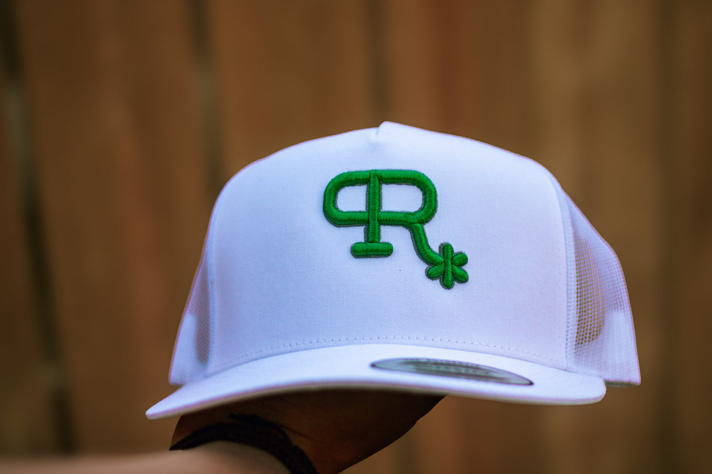 THE RANCHER- WHITE CAP- GREEN EMBROIDERY