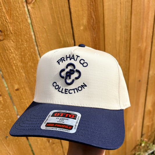 PR HAT CO COLLECTION - TAN AND NAVY BLUE